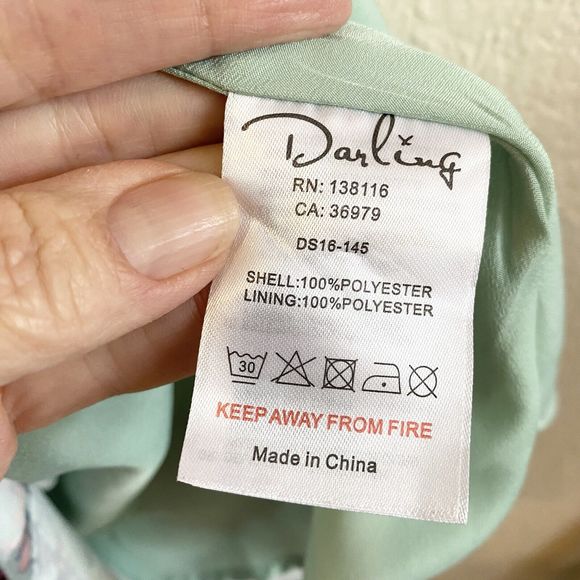 Darling London Size 8 Green Pink  Maxi Dress Sleeveless Floral Tie Back Lined - Picture 16 of 16
